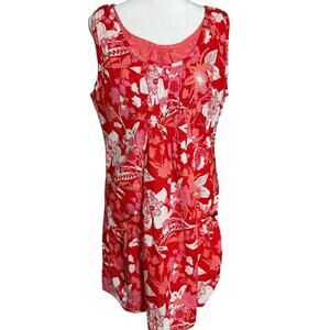 Desigual red tropical sleeveless pockets floral dress size XL